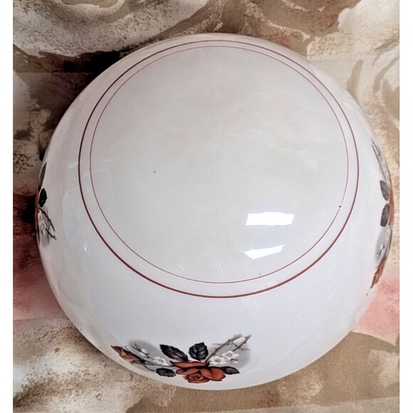 Vintage White Milk Glass 3" Fitter Ceiling Light Fixture Shade Burgandy Roses - Picture 8 of 9